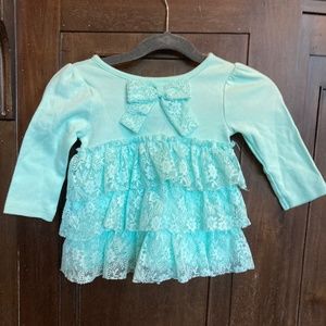 Baby girls turquoise ruffle dress size 12 months
